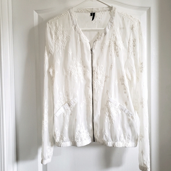 Maurices Tops - Ivory Chiffon Detailed Zipup